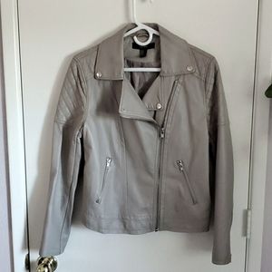 Gray Faux-Leather Side-Zip H&M Jacket